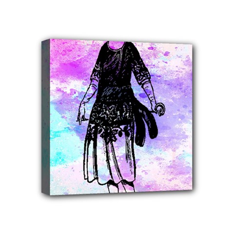 Vintage Girl Abstract Watercolor Mini Canvas 4  X 4  (stretched) by snowwhitegirl