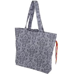 Victorian Paisley Grey Drawstring Tote Bag by snowwhitegirl