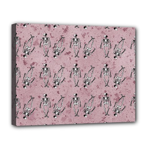 Skeleton Pink Background Canvas 14  X 11  (stretched) by snowwhitegirl