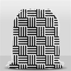 Black And White Basket Weave Drawstring Bag (small) by retrotoomoderndesigns