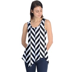 Black And White Herringbone Sleeveless Tunic by retrotoomoderndesigns