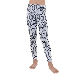 Abstract Black On White Circles Design Kids  Lightweight Velour Leggings by LoolyElzayat