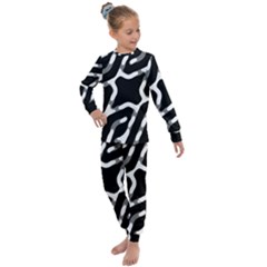Giant Bold Dark Geometric Print Kids  Long Sleeve Set  by dflcprintsclothing