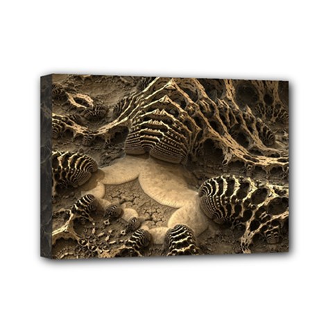 Fractal Bones Cave Fossil Render Mini Canvas 7  X 5  (stretched) by Pakrebo