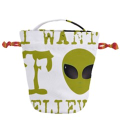 I Want To Believe Drawstring Bucket Bag by Sudhe