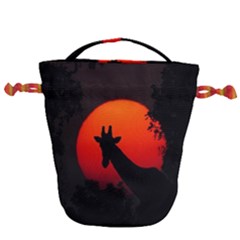 Giraffe Animal Africa Sunset Drawstring Bucket Bag by Sudhe