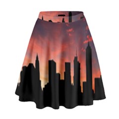 Skyline Panoramic City Architecture High Waist Skirt by Sudhe