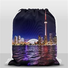 Toronto City Cn Tower Skydome Drawstring Bag (small) by Sudhe
