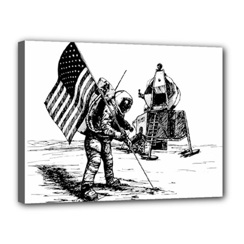 Apollo Moon Landing Nasa Usa Canvas 16  X 12  (stretched) by Sudhe