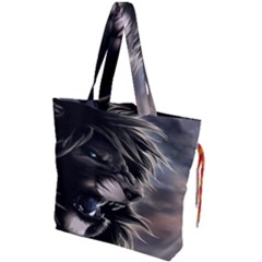 Angry Lion Digital Art Hd Drawstring Tote Bag by Sudhe