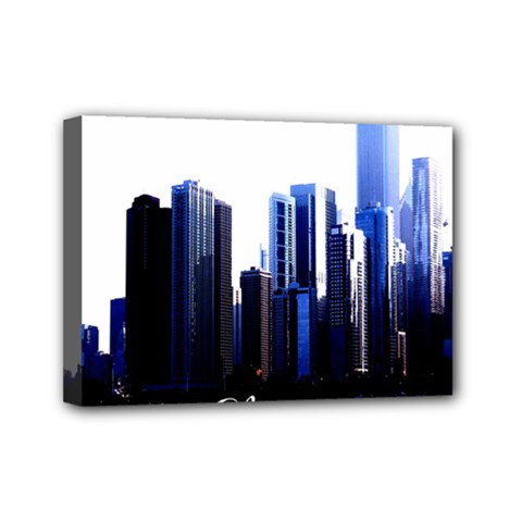 Abstract Of Downtown Chicago Effects Mini Canvas 7  X 5  (stretched) by Sudhe