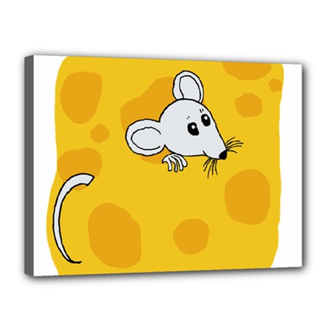 Rat Mouse Cheese Animal Mammal Canvas 16  X 12  (stretched) by Sudhe