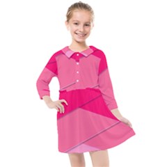 Geometric Shapes Magenta Pink Rose Kids  Quarter Sleeve Shirt Dress by Sudhe