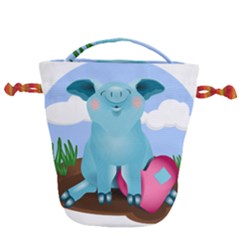Pig Animal Love Drawstring Bucket Bag by Sudhe