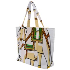 Elephant Indian Animal Design Zip Up Canvas Bag by Sudhe