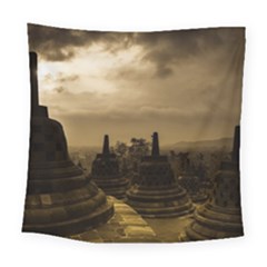 Borobudur Temple  Indonesia Square Tapestry (large) by Sudhe