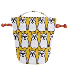 Yellow Owl Background Drawstring Bucket Bag by Sudhe