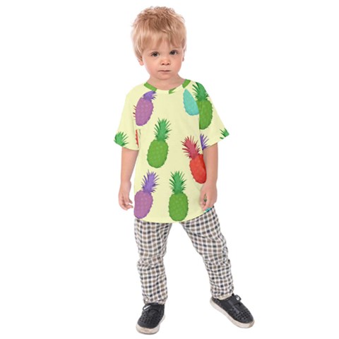 Colorful Pineapples Wallpaper Background Kids  Raglan Tee by Sudhe
