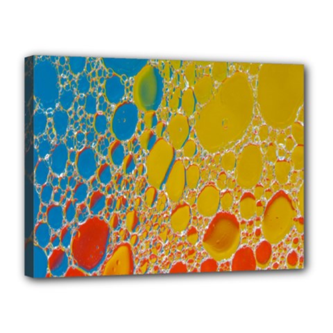Bubbles Abstract Lights Yellow Canvas 16  X 12  (stretched) by Sudhe