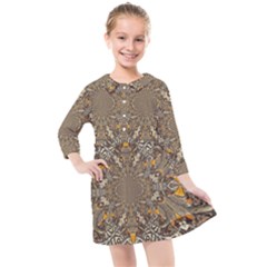 Abstract Digital Geometric Pattern Kids  Quarter Sleeve Shirt Dress by Sudhe