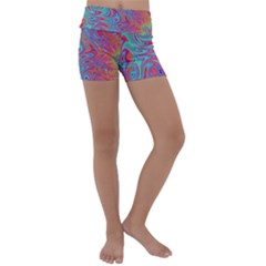 Fractal Bright Fantasy Design Kids  Lightweight Velour Yoga Shorts by Sudhe