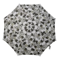 Black And White Floral Pattern Background Hook Handle Umbrellas (medium) by Sudhe