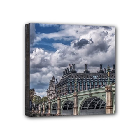 Architecture Big Ben Bridge Buildings Mini Canvas 4  X 4  (stretched) by Sudhe