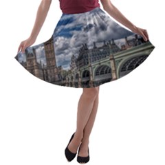 Architecture Big Ben Bridge Buildings A-line Skater Skirt by Sudhe