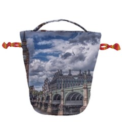 Architecture Big Ben Bridge Buildings Drawstring Bucket Bag by Sudhe