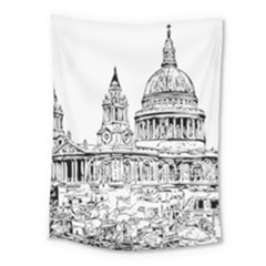 Line Art Architecture Church Medium Tapestry by Sudhe