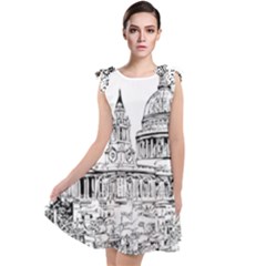Line Art Architecture Church Tie Up Tunic Dress by Sudhe
