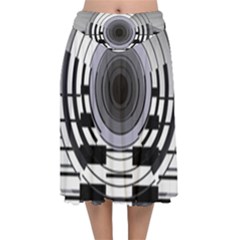Glass Illustration Technology Velvet Flared Midi Skirt by Sudhe