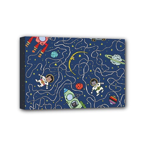 Cat Cosmos Cosmonaut Rocket Mini Canvas 6  X 4  (stretched) by Sudhe