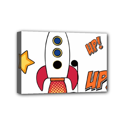 Rocket Cartoon Mini Canvas 6  X 4  (stretched) by Sudhe