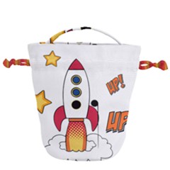 Rocket Cartoon Drawstring Bucket Bag by Sudhe