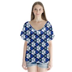 Digital Art Art Artwork Abstract V-neck Flutter Sleeve Top by Pakrebo
