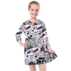 Feminism Collage  Kids  Quarter Sleeve Shirt Dress by Valentinaart
