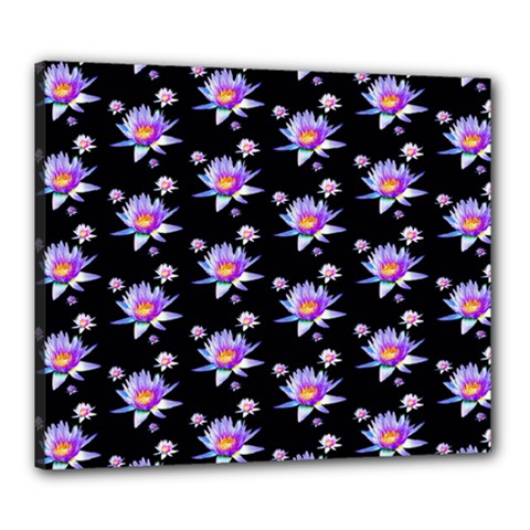 Flowers Pattern Background Lilac Canvas 24  X 20  (stretched) by Pakrebo