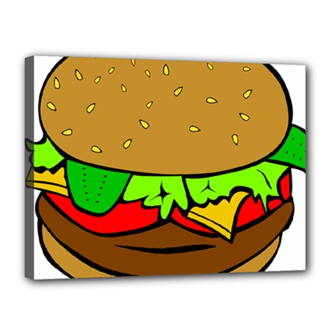 Hamburger Cheeseburger Fast Food Canvas 16  X 12  (stretched) by Sudhe