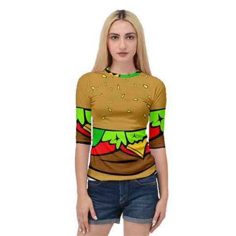 Hamburger Cheeseburger Fast Food Quarter Sleeve Raglan Tee by Sudhe