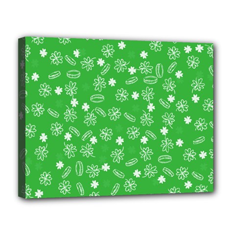 St Patricks Day Pattern Canvas 14  X 11  (stretched) by Valentinaart