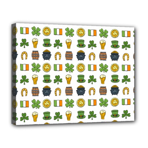 St Patricks Day Pattern Canvas 14  X 11  (stretched) by Valentinaart