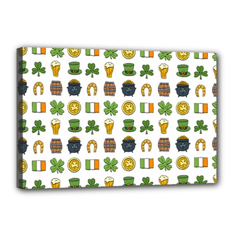 St Patricks Day Pattern Canvas 18  X 12  (stretched) by Valentinaart