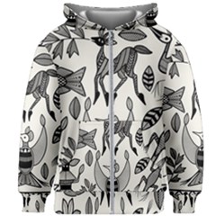 African Senufo Korhogo Tribal Ethnic Art Elements Vector Kids  Zipper Hoodie Without Drawstring by BluedarkArt