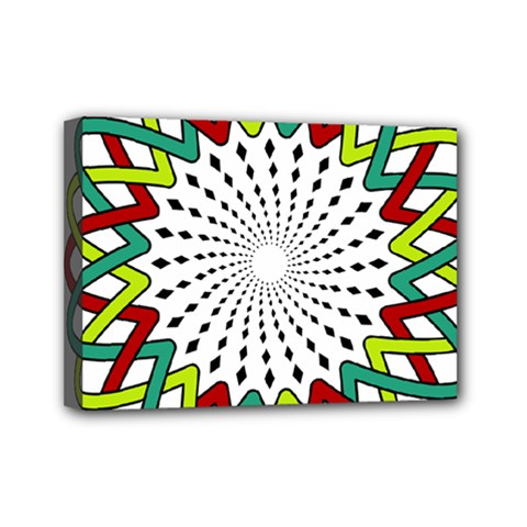 Round Star Colors Illusion Mandala Mini Canvas 7  X 5  (stretched) by Mariart