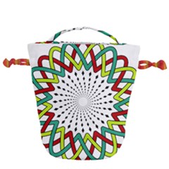 Round Star Colors Illusion Mandala Drawstring Bucket Bag by Mariart