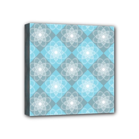 White Light Blue Gray Tile Mini Canvas 4  X 4  (stretched) by Pakrebo