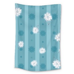 Gardenia Flowers White Blue Large Tapestry by Pakrebo