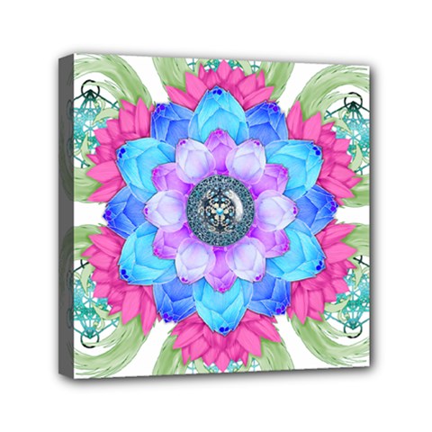 Lotus Flower Bird Metatron S Cube Mini Canvas 6  X 6  (stretched) by Pakrebo