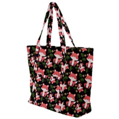 Fox And Trees Pattern Zip Up Canvas Bag by snowwhitegirl